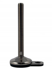 Stainless steel feet – medium load – Stainless steel adjustable feet Ø 60 with fixing, 10° tilting screw, vulcanized pad